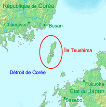 Carte avec l'emplacement de l'Ile de Tsushima