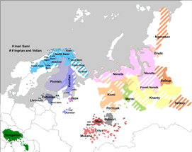 Distribution of Uralic languages in Eurasia Uralic languages ( ALL LANGUAGES ).png