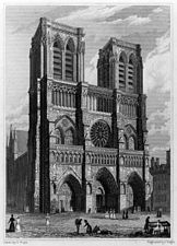 Notre Dame stripped of its statuary and spire (1820s)