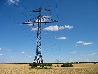 A suspension tower of a 35 kV powerline in Ukraine
