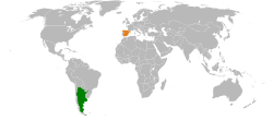 Карта с указанием местоположения Аргентины и Испании