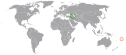 Карта с указанием местоположения Азербайджана и Фиджи