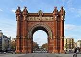 The Arc de Triomf in Barcelona, Spain, built in 1888 as the main access gate for the 1888 Barcelona World Fair