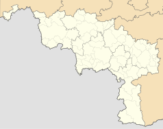 Mapa konturowa Hainaut, u góry znajduje się punkt z opisem „Leuze-en-Hainaut”
