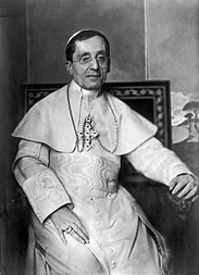 Pope Benedict XV, who issued a seven-point peace plan on 1 August 1917 Benedictus XV, by Nicola Perscheid, 1915 (retouched).jpg