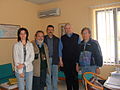 Tbilisi: il gruppo nella sede Caritas con Padre Witold e segretaria.
