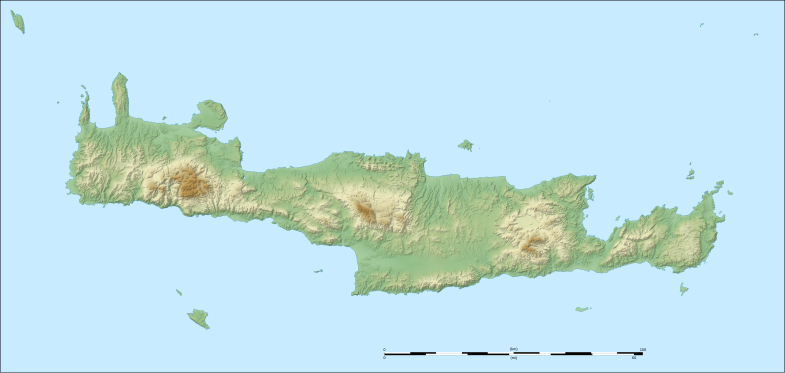 Localização de sítios arqueológicos de Creta (Creta)