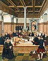 Versión protestante de Lucas Cranach el Joven , 1565, con los principales reformadores retratados como los Apóstoles y el Elector de Sajonia arrodillado.