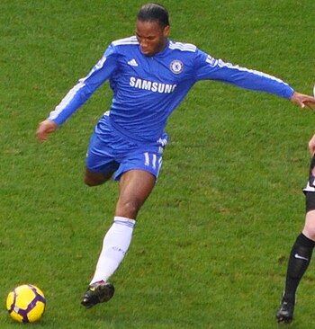 Didier Drogba in action for Chelsea against Fu...