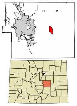 Location of the Ellicott CDP in El Paso County, Colorado.