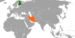 Карта с указанием местоположения Финляндии и Ирана