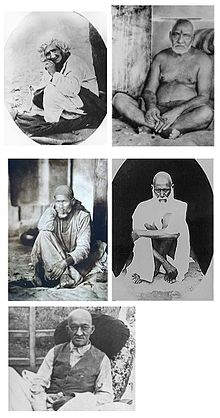 Top: Babajan, Upasni Maharaj. Middle: Sai Baba, Tajuddin Baba. Bottom: Narayan Maharaj. Five Perfect Masters.jpg