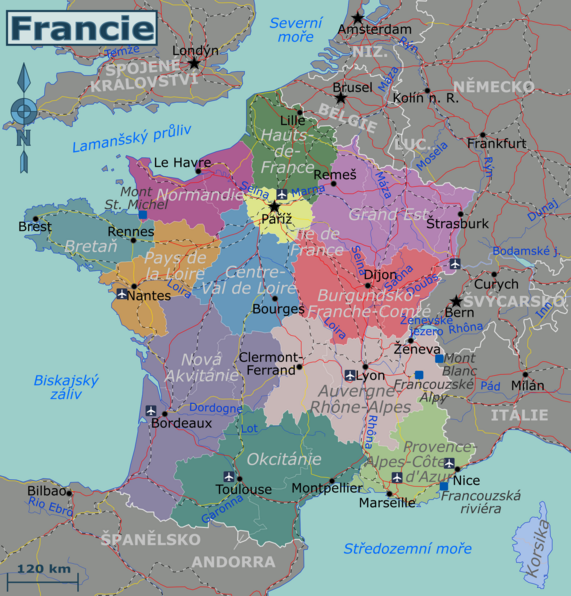 Mapa regionů Francie