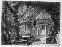 Джованни Баттиста Пиранези - Le Carceri d'Invenzione - Первое издание - 1750 - 16 - Пирс с цепями.jpg