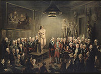 1782 oil painting of Gustav III's visit to the Royal Academy of Arts