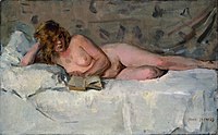 Nojaava alastonmalli, (n. 1894–1900).