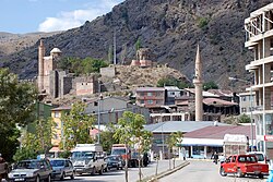 Ispir castle and the historic citadel mosque.