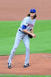 Jacob deGrom, the 2014 Rookie of the Year and 2018 and 2019 Cy Young Award Winner Jacob deGrom.jpg