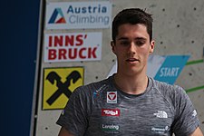 Jan-Luca Posch na EP 2019 v boulderingu v Innsbrucku