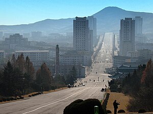 The city center of Kaesong, North Korea.
