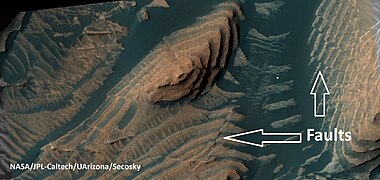 Faults in Danielson Crater, as seen by HiRISE under HiWish program