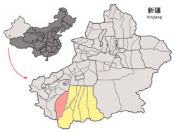 Location of Pishan county within Xinjiang