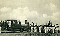 Aankomst van de eerste locomotief in Leopoldstad in 1898.