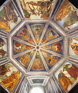 Vue zénithale de la Voûte octogonale de la Sagrestia San Giovanni.