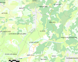 Mapa obce La Javie