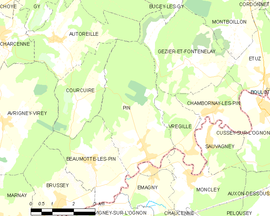 Mapa obce Pin
