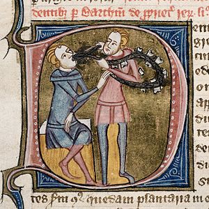 Medieval dentist extracting a tooth. London; c...
