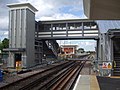 Northbound platform and station building viewed from southbound platform