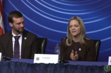 Principal designer Annie Kritcher speaks at the December 13, 2022 press conference announcing breakeven ignition. National Ignition Facility Breakeven press conference.png