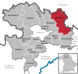 Kaart van Neustadt bei Coburg