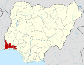 Harta statului Ogun în cadrul Nigeriei