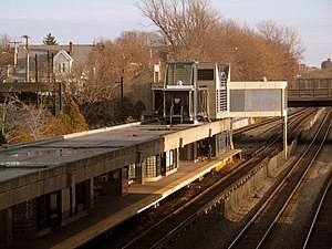 North Quincy station from garage, January 2016.JPG