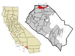 Location of Brea within Orange County, California