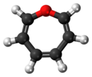 Ball-and-stick model of the oxepin molecule