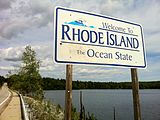 Pachaug Trail – "Welcome to Rhode Island sign" at Beach Pond, Hope Valley, RI.