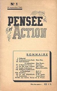 Pensee et Action, no 1, 20 September 1945. Pensee et Action ndeg1.jpg