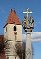 Dreifaltigkeitssäule und Pfarrkirche in Unteraspang  Qualitätsbild