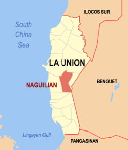 Mapa de La Union con Naguilian resaltado