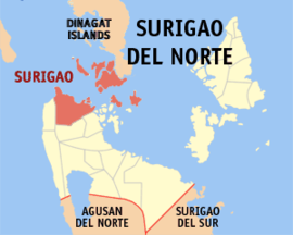 Cidade de Surigao na Surigao do Norte Coordenadas : 9°47'23"N, 125°29'45"E