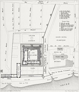 Le palais du Louvre et l'hôtel de Bourbon en 1595.