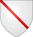 Argent a ribband gules