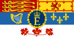 The standard of Elizabeth II, Queen of Canada Royal standard of Canada (1962-2022).svg
