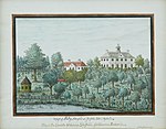 Säby gård avbildad 1791 av Johan Björnstjerna.