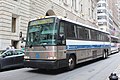 A SIM1 bus on Broadway in Lower Manhattan.