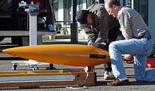 A University of Washington Seaglider being prepared for deployment SeagliderPreparing.jpg