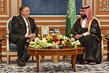 Pompeo meeting with Crown Prince Mohammad bin Salman, The dominant figure in Saudi Arabia and a key American ally in the Middle East Secretary Pompeo Meets with Saudi Crown Prince Mohammed bin Salman (30421982117).jpg